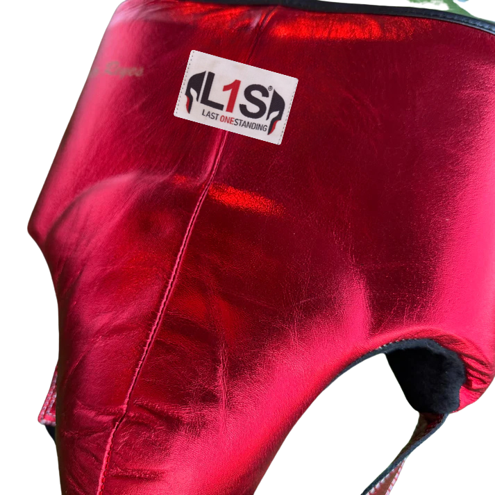 METALLIC RED | BOXING GROIN GUARD 100% LEATHER
