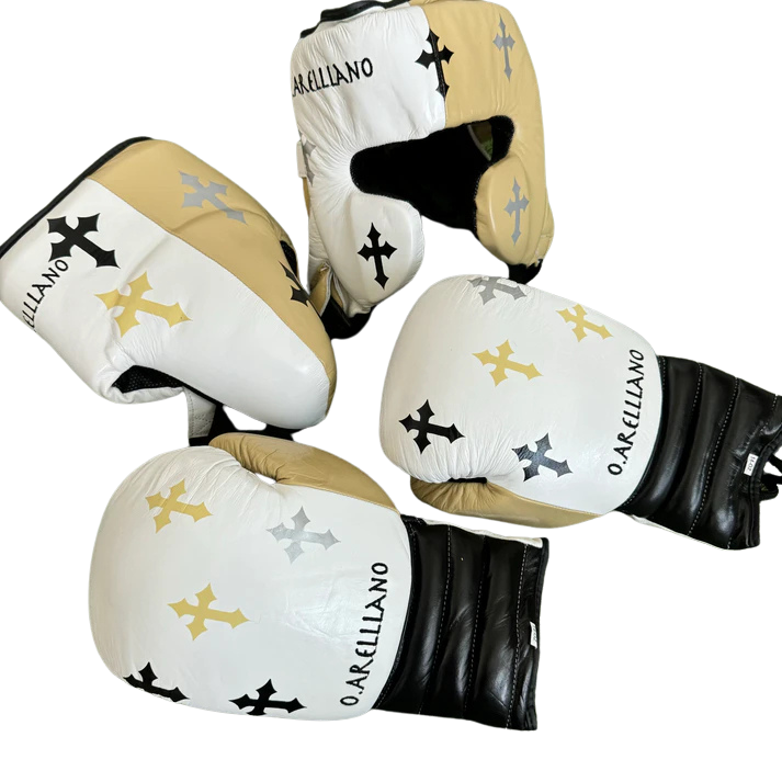 WHITE BLACK CREAM | CRUCIFIX | SPARRING SET | 100% LEATHER