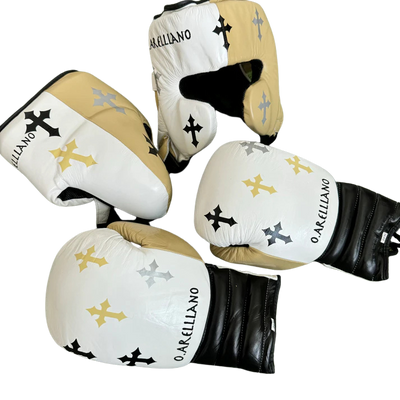 WHITE BLACK CREAM | CRUCIFIX | SPARRING SET | 100% LEATHER