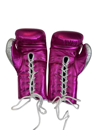 METALLIC PURPLE & SILVER | PRO ELITE GLOVES 100% LEATHER
