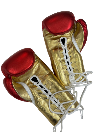 METALLIC RED & GOLDEN | PRO ELITE GLOVES 100% LEATHER
