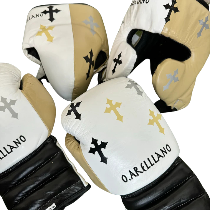 WHITE BLACK CREAM | CRUCIFIX | SPARRING SET | 100% LEATHER