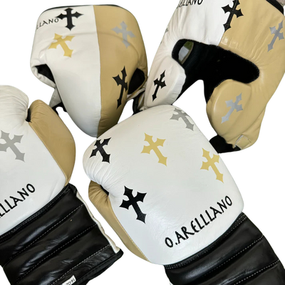 WHITE BLACK CREAM | CRUCIFIX | SPARRING SET | 100% LEATHER