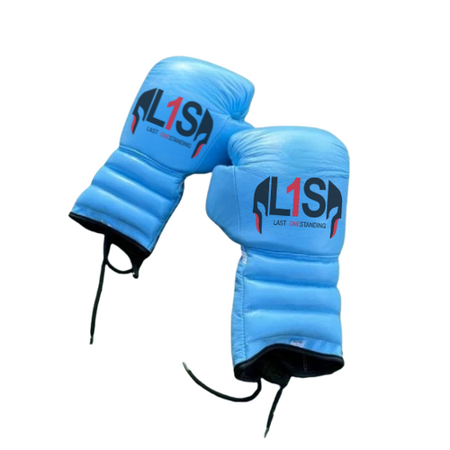 BABY BLUE BOXING GLOVES PRO ELITE GLOVES 100% GENUINE COWHIDE LEATHER