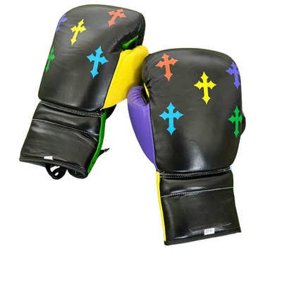 CRUCIFIX MULTI COLOR  PRO ELITE GLOVES 100% LEATHER