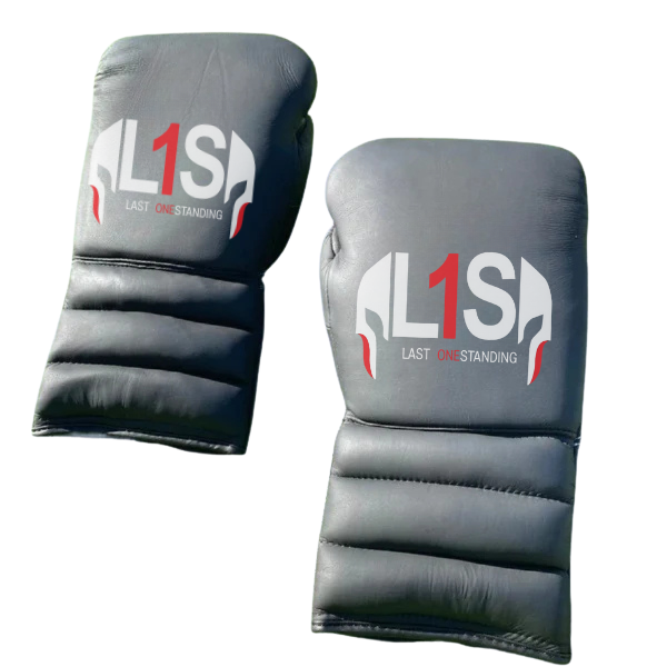 MATTE BLACK BOXING GLOVES PRO ELITE GLOVES 100% GENUINE COWHIDE LEATHER