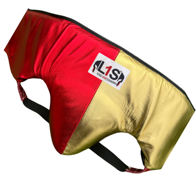 METALLIC RED GOLD | BOXING GROIN GUARD 100% LEATHER
