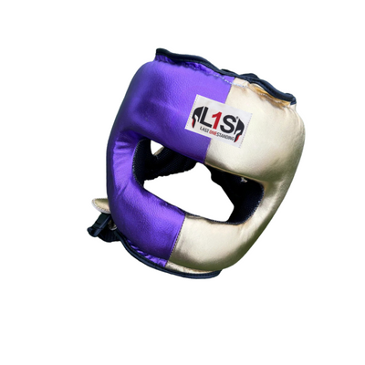 METALLIC PURPLE & GOLD | BOXING HEADGEAR | 100% LEATHER