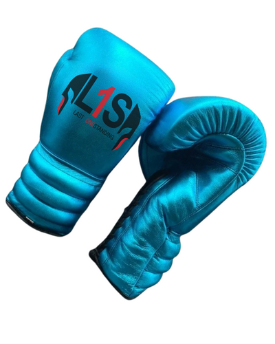 METALLIC TEAL SKY BLUE BOXING GLOVES PRO ELITE GLOVES 100% GENUINE COWHIDE LEATHER