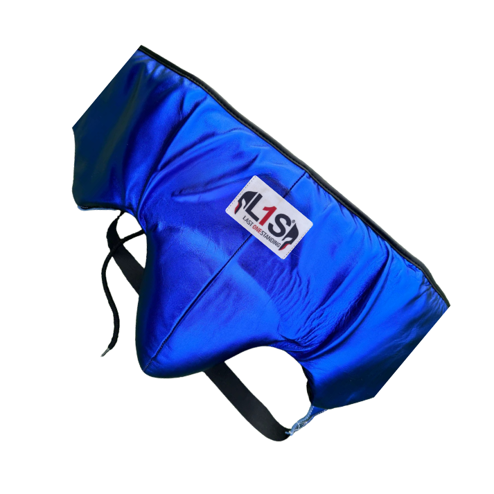 METALLIC BLUE | BOXING GROIN GUARD 100% LEATHER