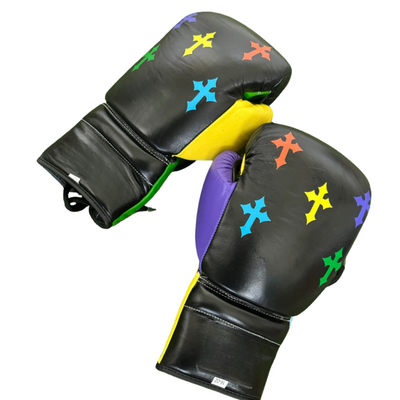 CRUCIFIX MULTI COLOR  PRO ELITE GLOVES 100% LEATHER