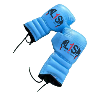 BABY BLUE BOXING GLOVES PRO ELITE GLOVES 100% GENUINE COWHIDE LEATHER