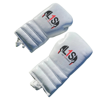 WHITE BOXING GLOVES PRO ELITE GLOVES 100% GENUINE COWHIDE LEATHER
