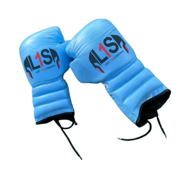 BABY BLUE BOXING GLOVES PRO ELITE GLOVES 100% GENUINE COWHIDE LEATHER
