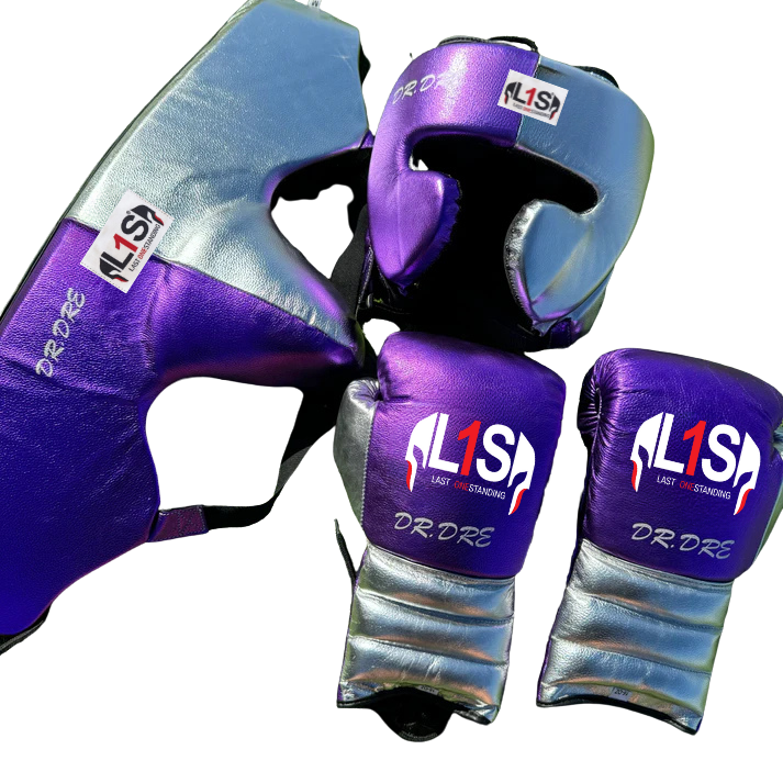 METALLIC PURPLE & SILVER | BOXING GLOVES & SPARRING SET | 100% LEATHER