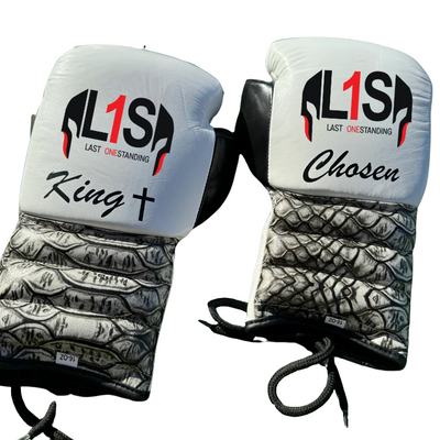 WHITE W/ CROCK PRINT | SPARRING SET | 100% LEATHER