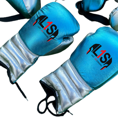 METALLIC SILVER & TEAL | BOXING GLOVES & SPARRING SET 100% LEATHER