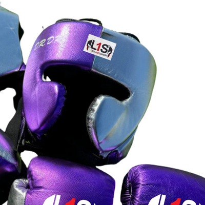 METALLIC PURPLE & SILVER | BOXING GLOVES & SPARRING SET | 100% LEATHER