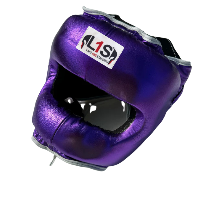 METALLIC PURPLE | BOXING HEADGEAR 100% LEATHER ( CLICK TO CHANGE STYLE )