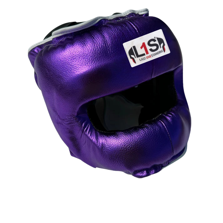METALLIC PURPLE | BOXING HEADGEAR 100% LEATHER ( CLICK TO CHANGE STYLE )
