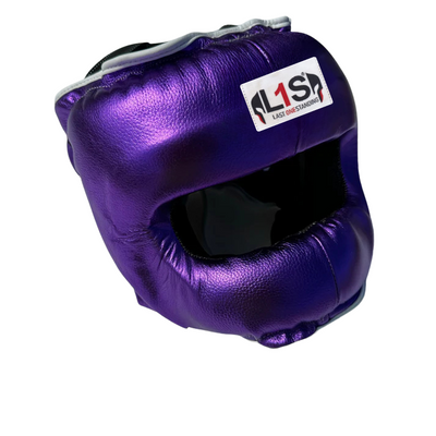 METALLIC PURPLE | BOXING HEADGEAR 100% LEATHER ( CLICK TO CHANGE STYLE )