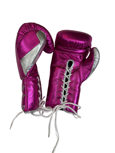 METALLIC PURPLE & SILVER | PRO ELITE GLOVES 100% LEATHER