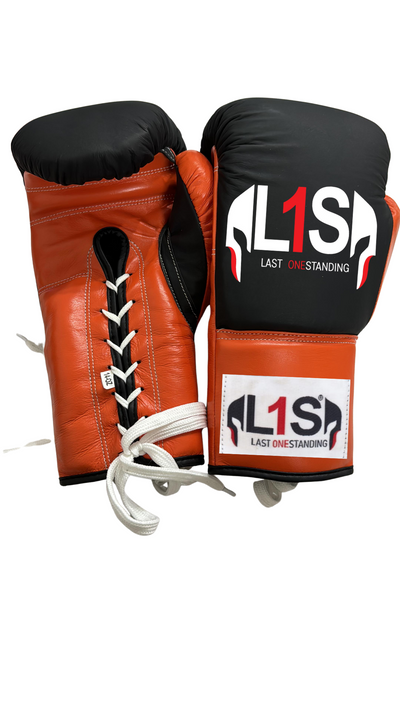 ORANGE & BLACK  | PRO ELITE GLOVES 100% LEATHER