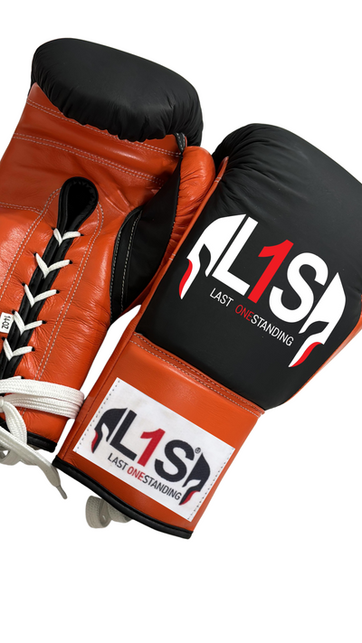 ORANGE & BLACK  | PRO ELITE GLOVES 100% LEATHER