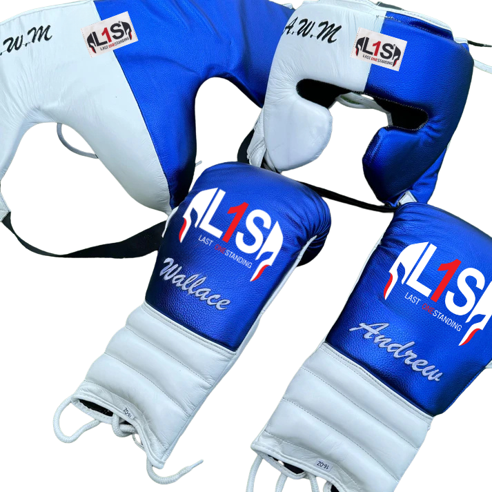 BLUE & WHITE | BOXING GLOVES & SPARRING SET | 100% LEATHER