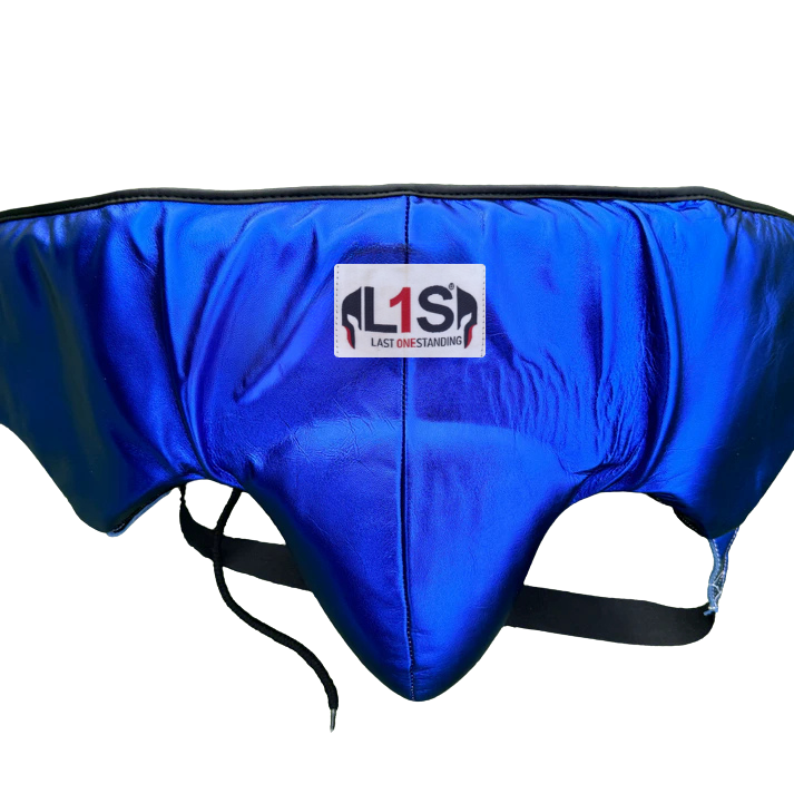 METALLIC BLUE | BOXING GROIN GUARD 100% LEATHER