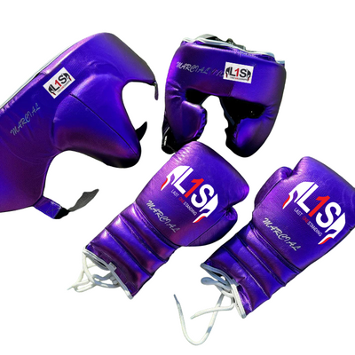 METALLIC PURPLE | BOXING GLOVES & SPARRING SET 100% LEATHER