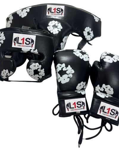 BLACK CUSTOMIZED DESIGN | BOXING GLOVES & SPARRING SET | 100% LEATHER (Copy)