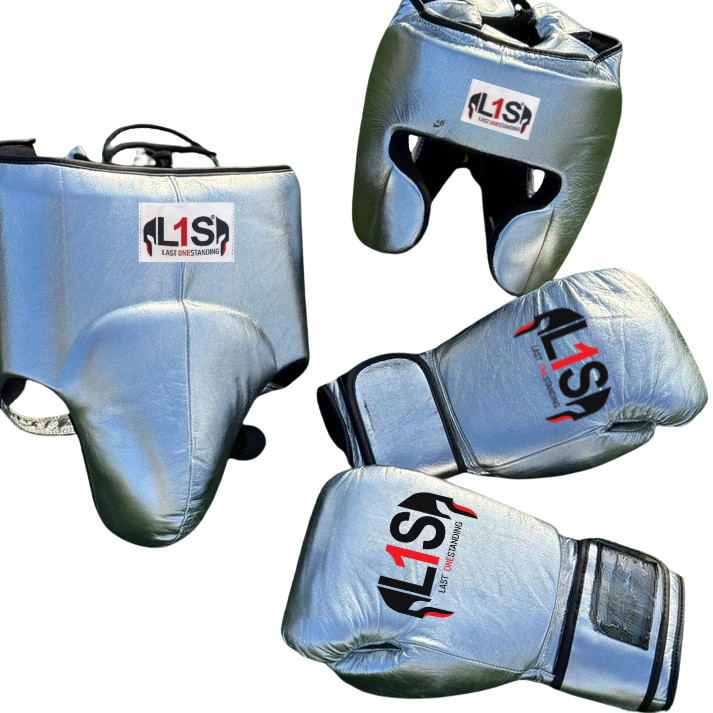 METALLIC SILVER | BOXING GLOVES & SPARRING SET | 100% LEATHER