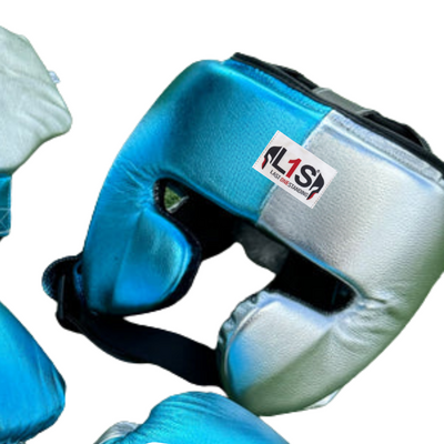 METALLIC SILVER & TEAL | BOXING GLOVES & SPARRING SET 100% LEATHER