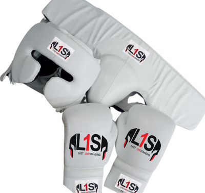WHITE | BOXING GLOVES & SPARRING SET | 100% LEATHER