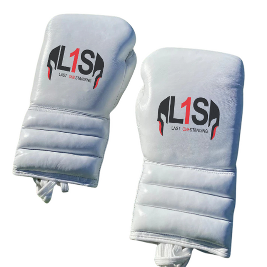 WHITE BOXING GLOVES PRO ELITE GLOVES 100% GENUINE COWHIDE LEATHER