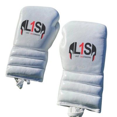 WHITE BOXING GLOVES PRO ELITE GLOVES 100% GENUINE COWHIDE LEATHER