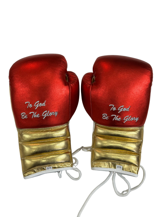 METALLIC RED & GOLDEN | PRO ELITE GLOVES 100% LEATHER