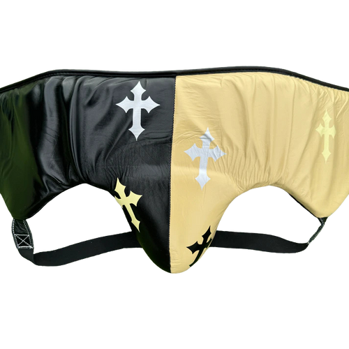BLACK CREAM CRUCIFIX | BOXING GROIN GUARD 100% LEATHER